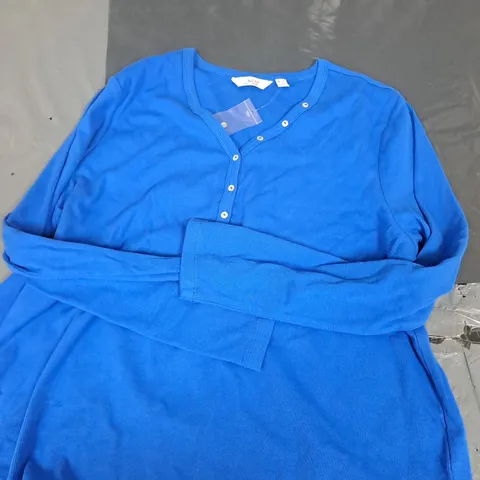 DENIM & CO. ESSENTIALS BUTTON RIBBED TOP - 2XL