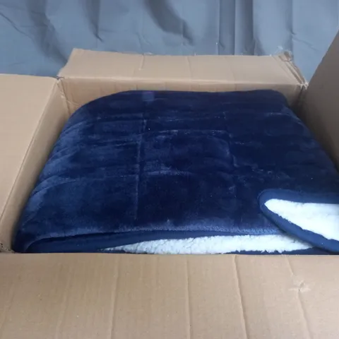 BOXED COZEE HOME OVERSIZED WRAP HEATED BLANKET IN DARK BLUE