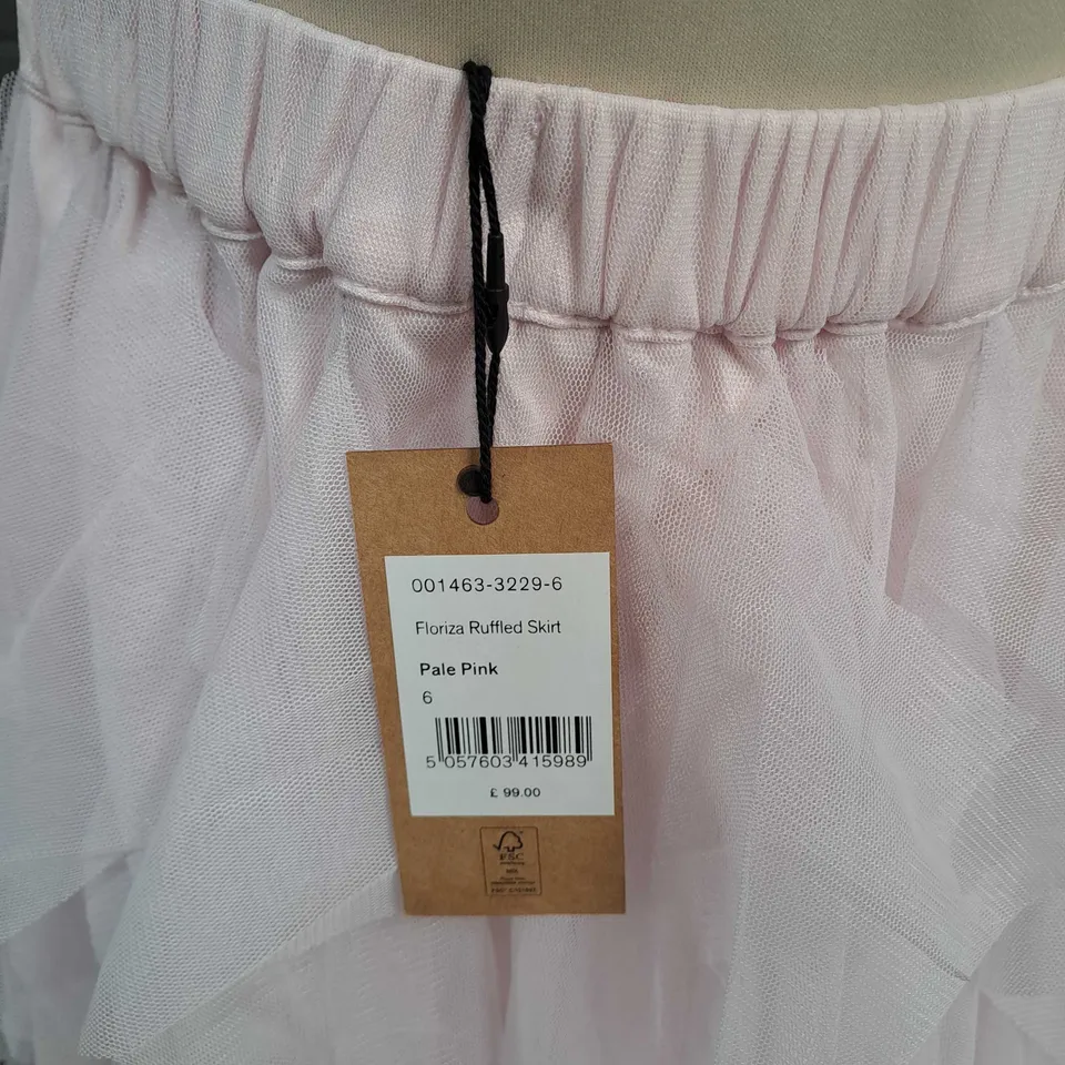 HUSH FLORIZA RUFFLED SKIRT PALE PINK 