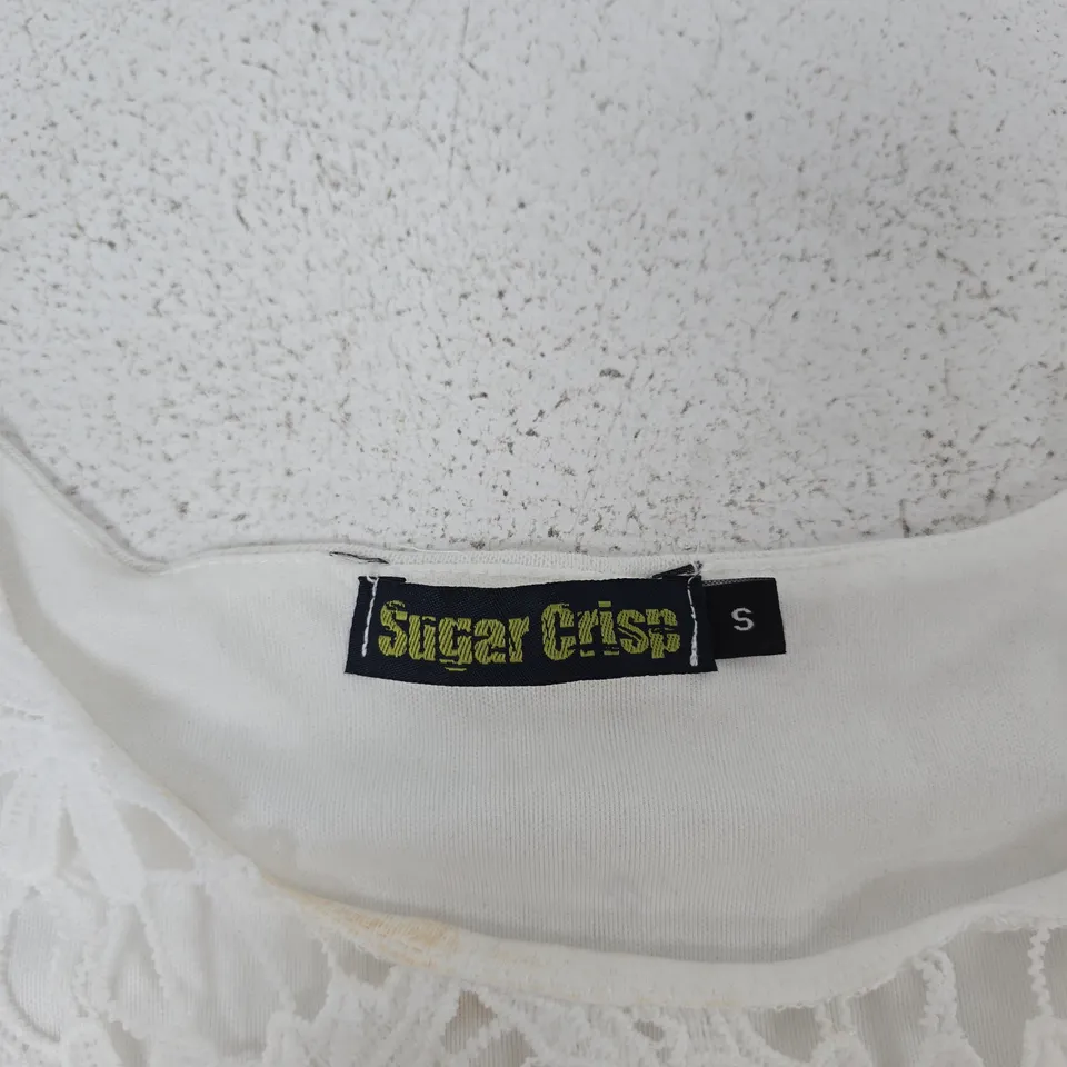 SUGAR CRISP WOMEN'S WHITE LACE TOP – SIZE S 