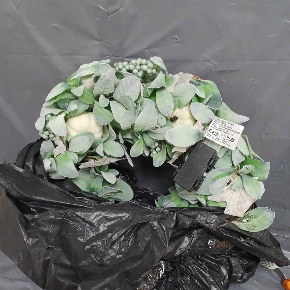 60CM WREATH WITH FROSTED LEAVES, BERRIES RRP £39.99