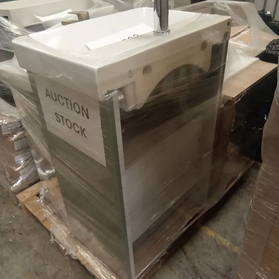 PALLET OF ASSORTED DESIGNER BATHROOM VANITY UNITS WITH BASINS AND MIXER TAPS