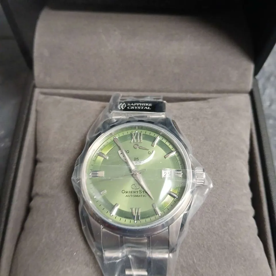 ORIENT STAR AUTOMATIC WATCH – GREEN DIAL, STAINLESS STEEL BRACELET, SAPPHIRE CRYSTAL