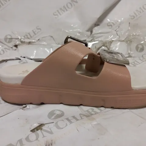 BOXED PAIR OF RIEKER DOUBLE STRAP SANDALS IN PINK SIZE 5