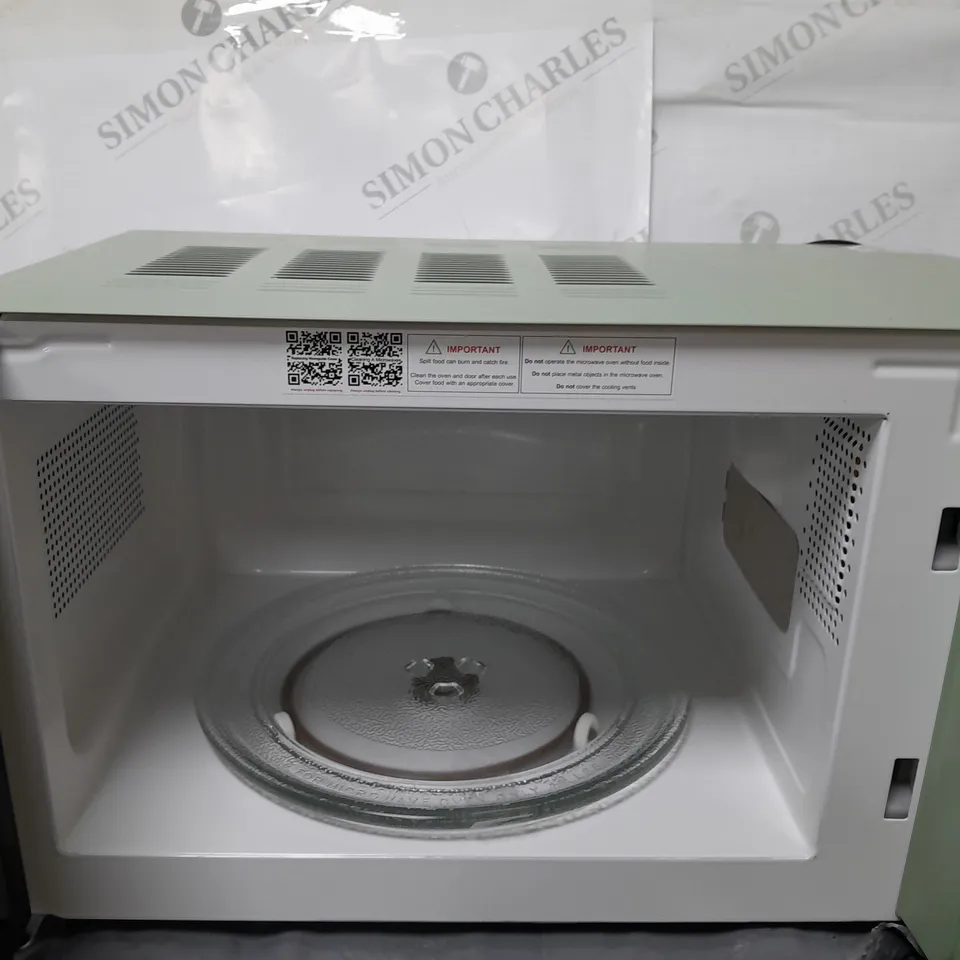BOXED DELONGHI RETRO 20L SOLO MICROWAVE SAGE GREEN - COLLECTION ONLY