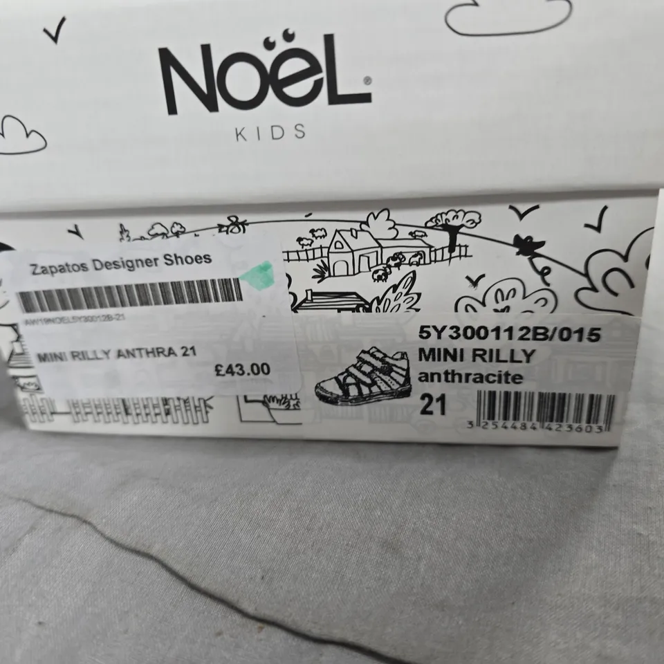 NOEL KIDS MINI RILLY ANTHRACITE VELCRO TRAINERS – EU 21