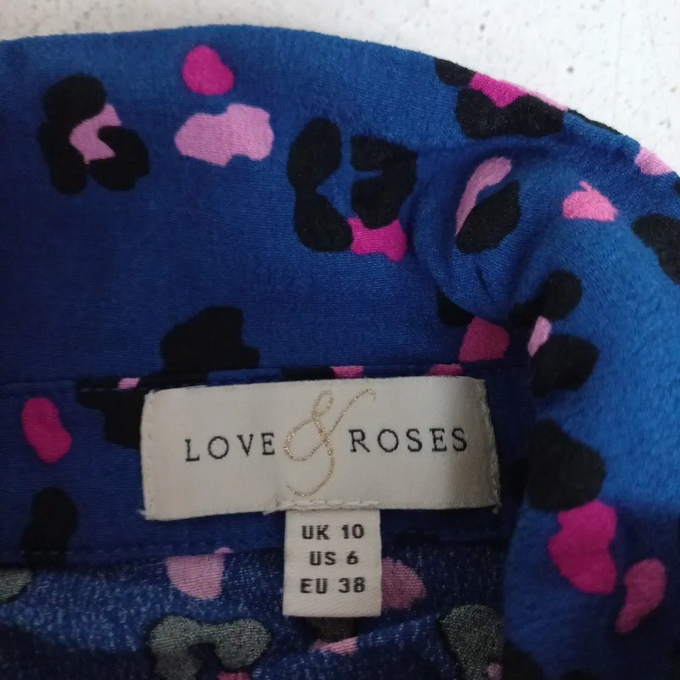 LOVE & ROSES BLUE PRINTED DRESS - WOMEN'S, UK 10 (US 6, EU 38)