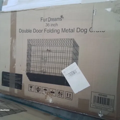 BOXED 36 INCH FOLDING METAL DOG CAGE