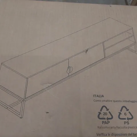 BOXED DESIGNER 2-DOOR TV CABINET - WHITE (2 BOXES)