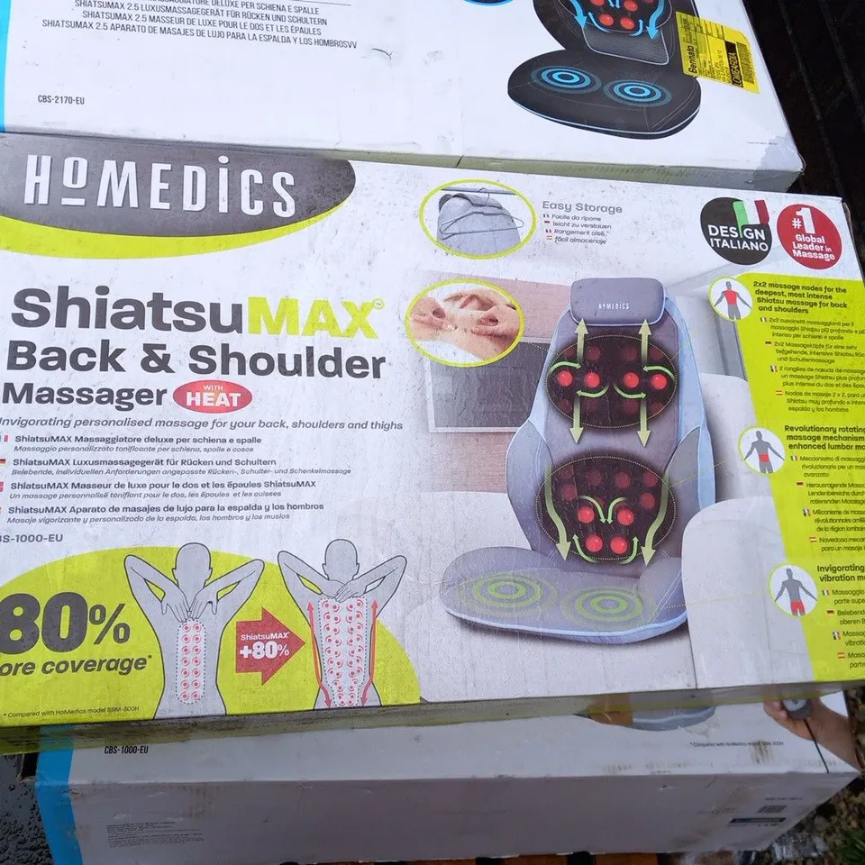 BOXED HOMEDICS MAX SHIATSU MASSAGE CHAIR BACK AND SHOULDER MASSAGER CBS-1000-EU