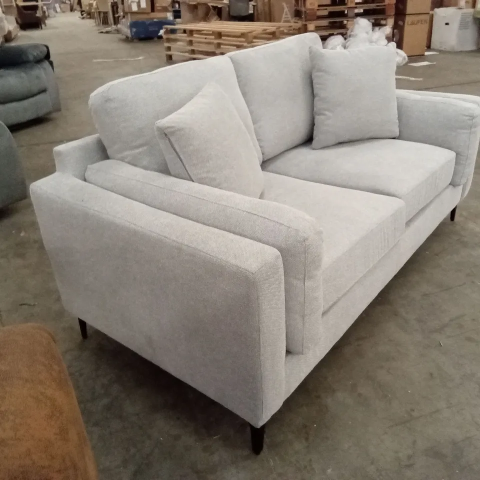 TEXTURED CHENILLE FABRIC 2 SEATER SOFA - LIGHT GREY
