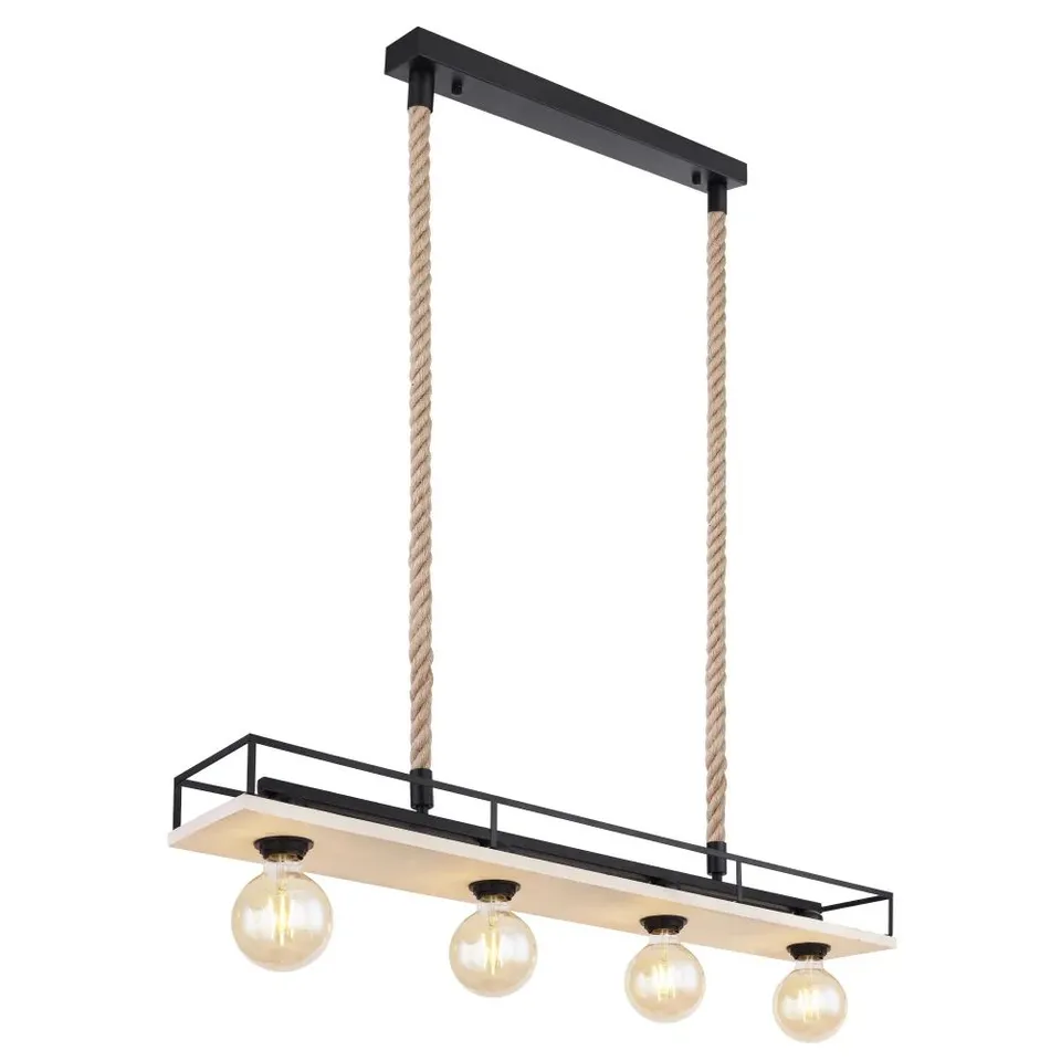 BOXED GLOBO TRIXI PENDANT LIGHT BROWN, LIGHT WOOD, BLACK, 4-LIGHT SOURCES