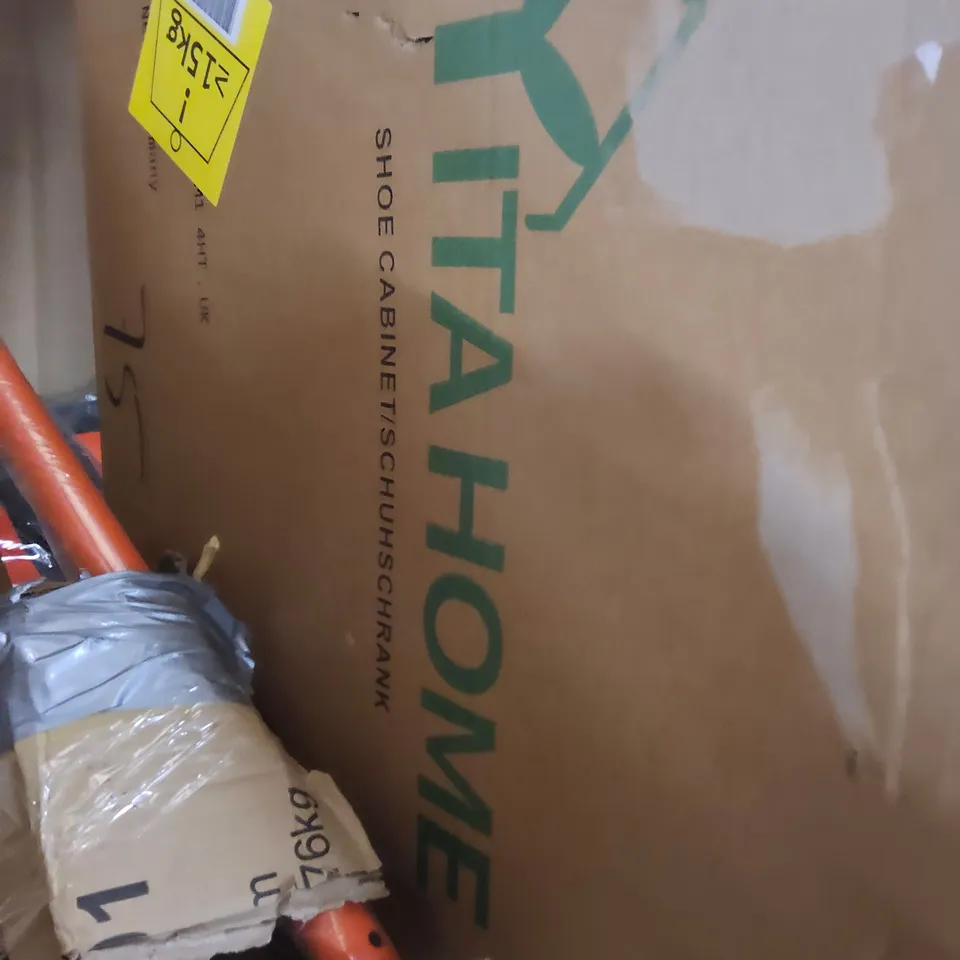 PALLET OF ASSORTED ITEMS TO INCLUDE, RUCKSACS, WHEELCHAIR CUSHION SET, LORINA ADULT PADS, CABLE TIES, BOXED SHOE STORAGE CABINET, TOILET SEATS, JIG SAW PUZZLES.