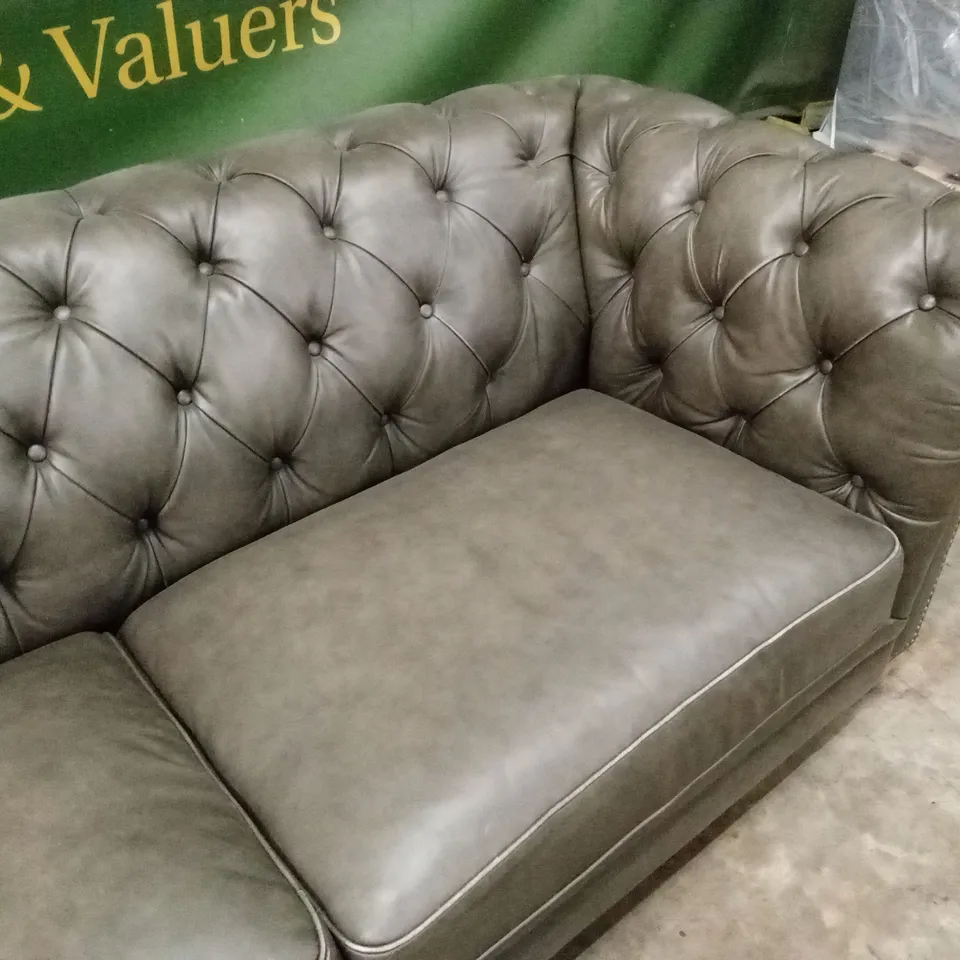 QUALITY DESIGNER LARGE 3 SEATER LEATHER CHESTERFIELD SOFA