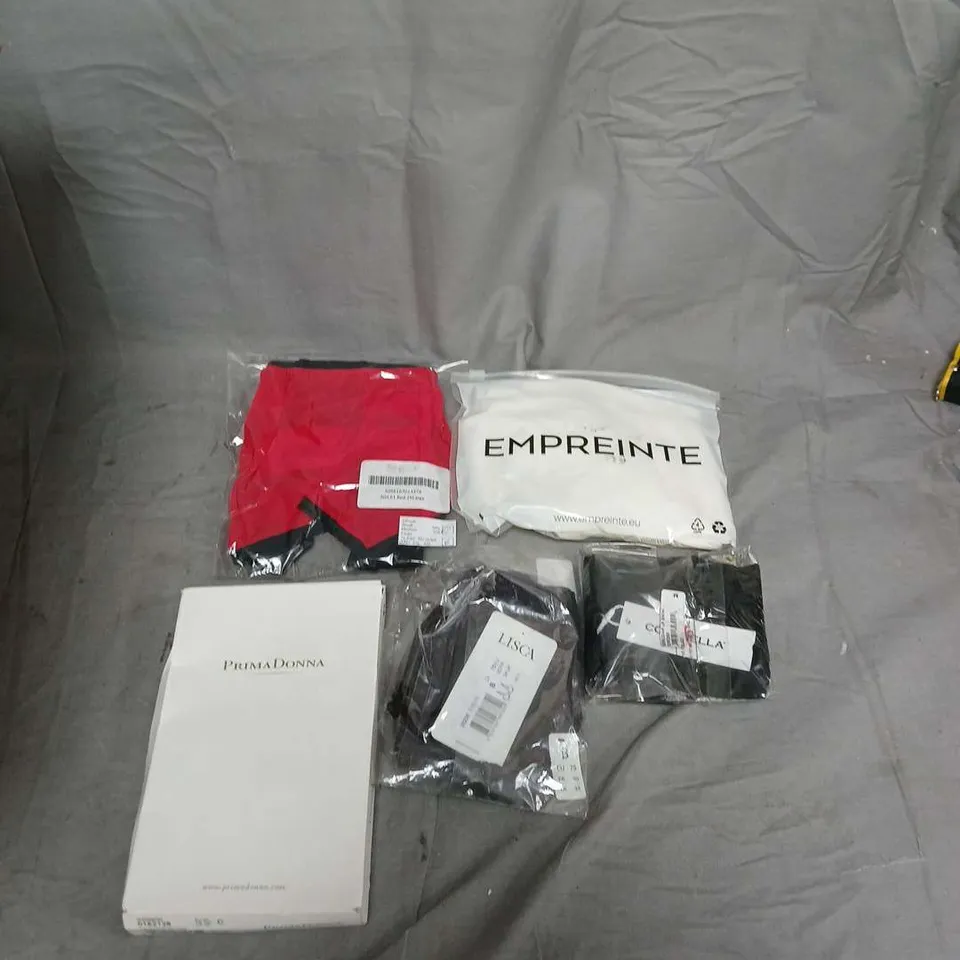 BOX OF APPROXIMATELY 25 ITEMS OF WOMEN'S LINGERIE INCLUDING BRANDS SUCH AS EMPREINTE , PRIMA DONNA LISCA SUSA AND CYBER JAMMIES .