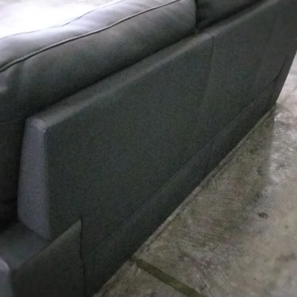 DESIGNER DARK GREY FAUX LEATHER 3 SEATER SOFA