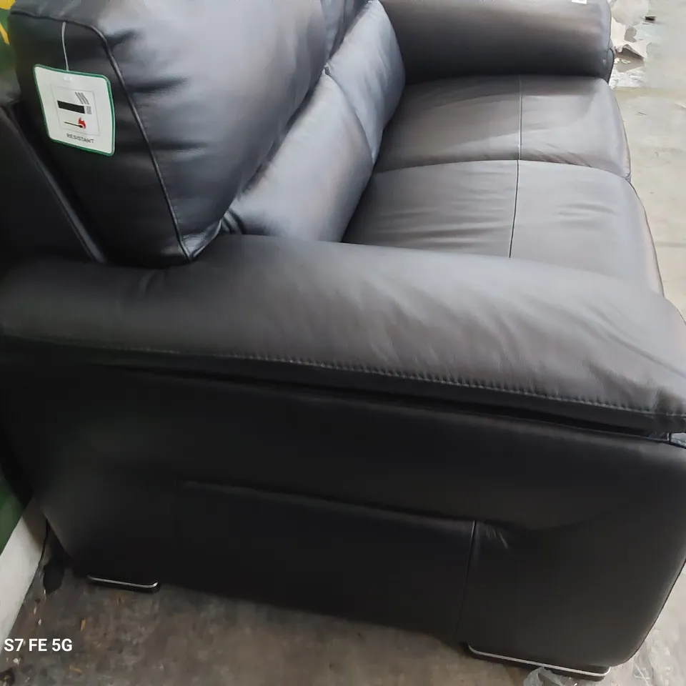 QUALITY ITALIAN DESIGNER GRADO FIXED TWO SEATER SOFA BLACK LEATHER 