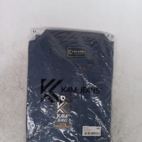 BAGGED KAM JEANS INDIGO WASHED POLO SHIRT IN MOONLIGHT SIZE 4XL