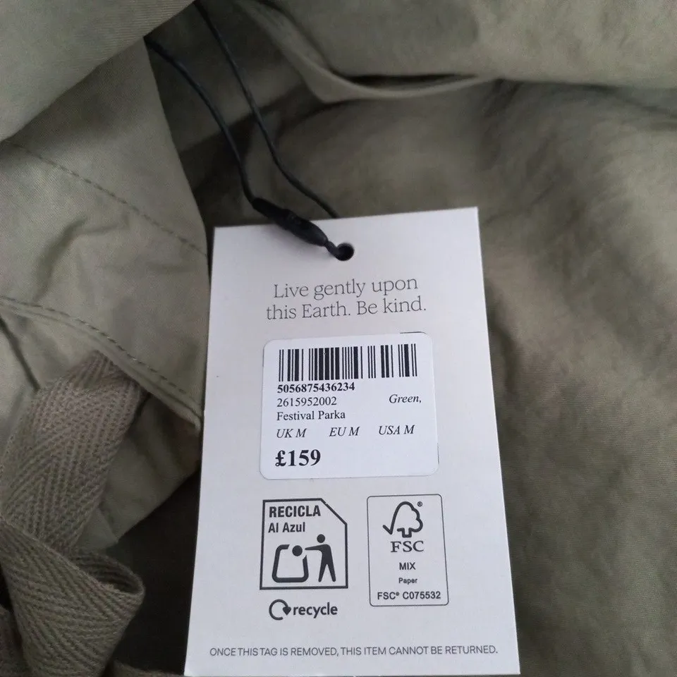 NOBODY'S CHILD FESTIVAL PARKA – GREEN, UK M