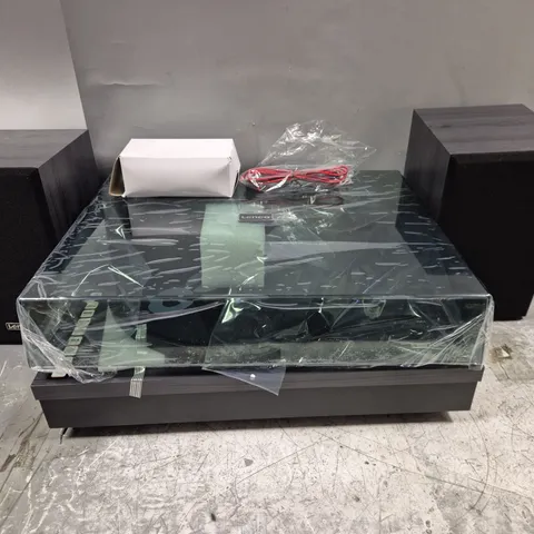 BOXED LENCO LS-300BK BELT DRIVE TURNTABLE WITH BLUETOOTH AND WOODEN SPEAKERS