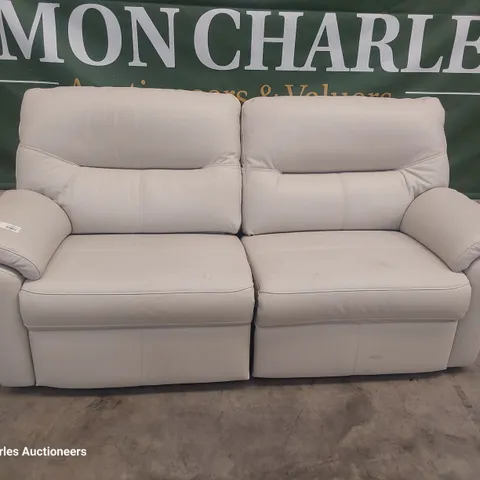 QUALITY BRITISH DESIGNER G PLAN SEATTLE POWER RECLINING THREE SEATER SOFA OXFORD CHALK LEATHER