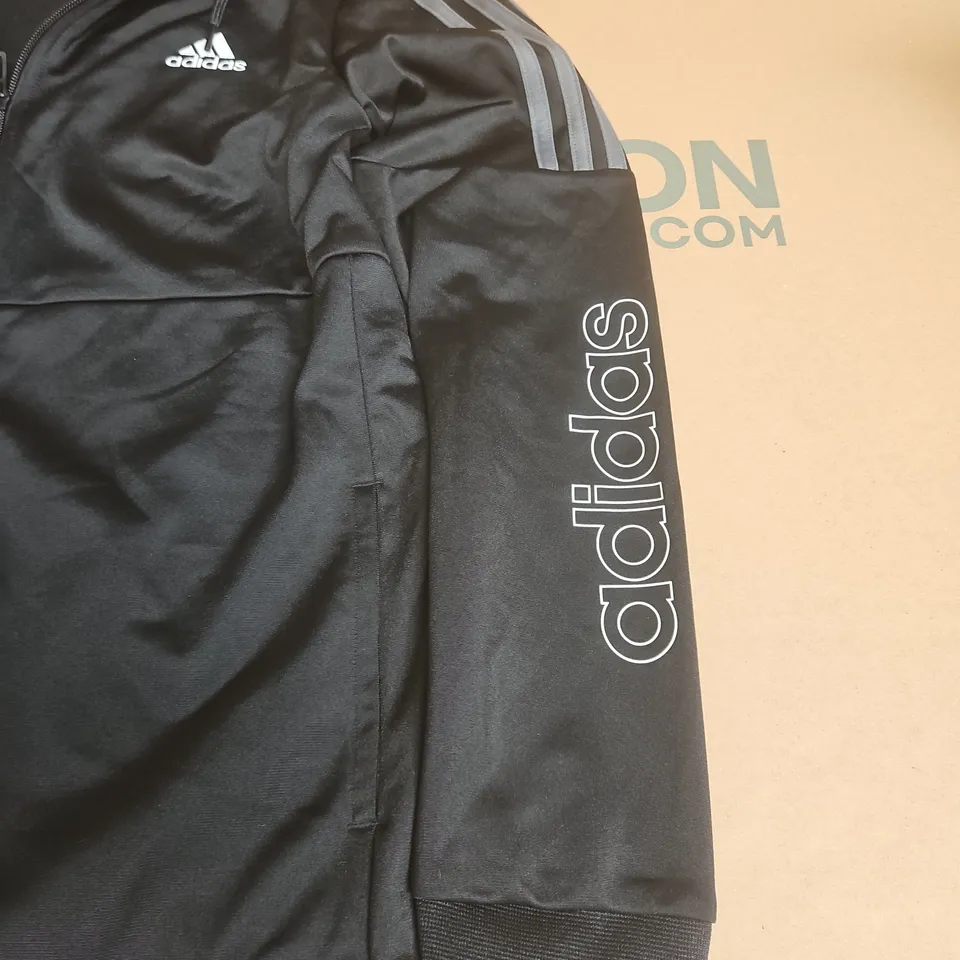 ADIDAS ZIP THROUGH TRACKSUIT TOP IN BLACK - UK 15/16 YRS