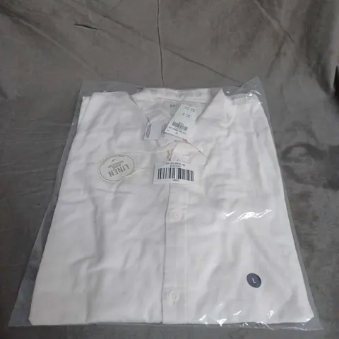 BAGGED HOLLISTER LINEN BLEND SHIRT IN WHITE SIZE L