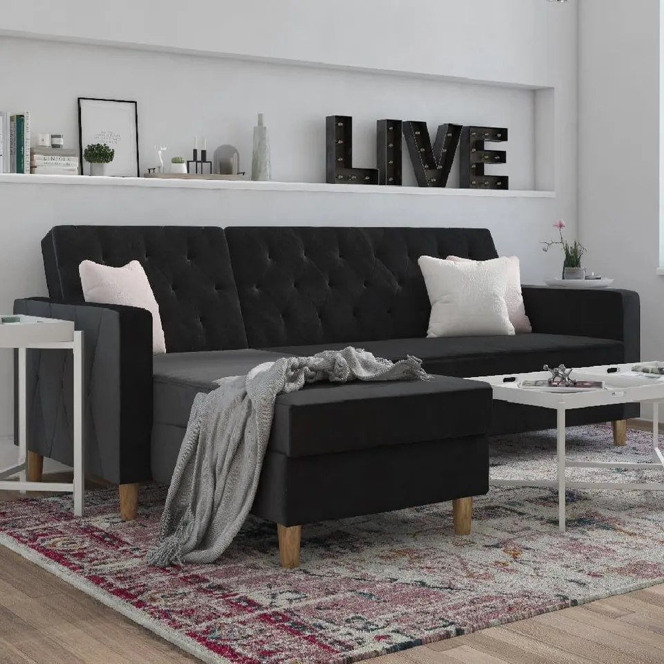 BOXED COSMOLIVING LIBERTY SECTIONAL FUTON - BLACK (2 BOXES)