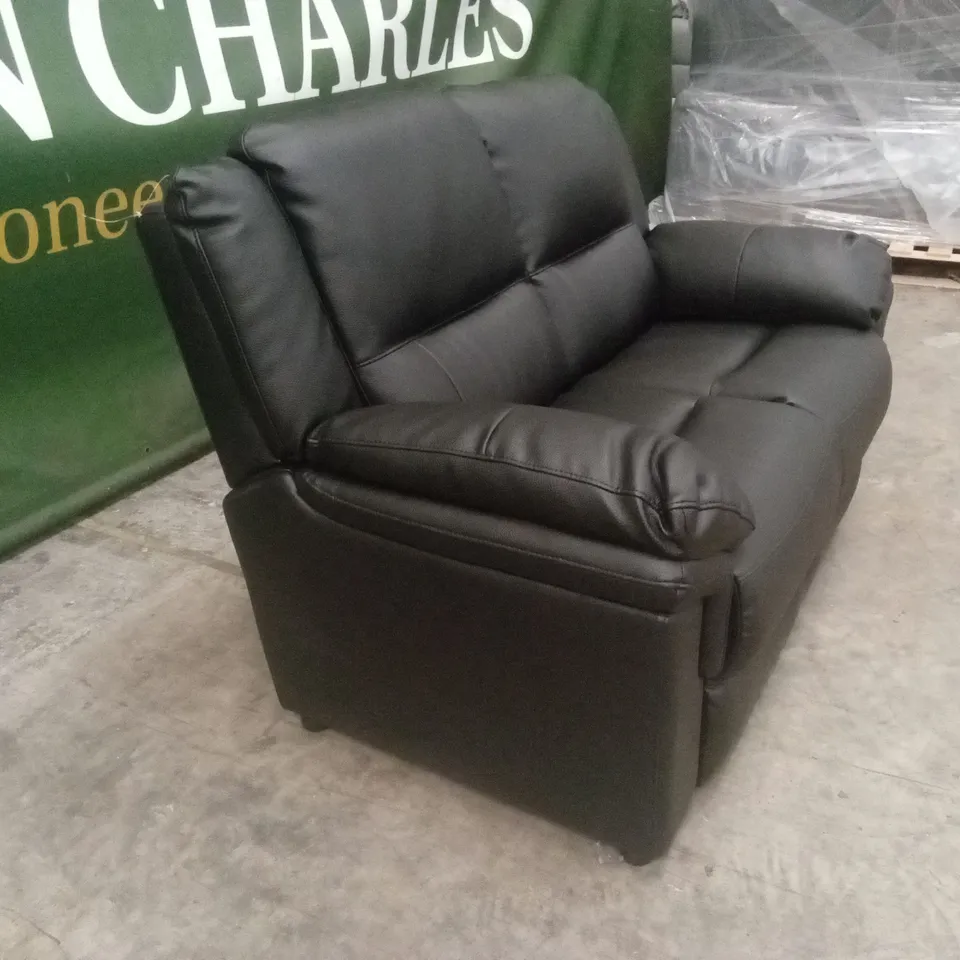 ALBION LUXURY FAUX LEATHER HIGH BACK 2 SEATER SOFA - BLACK RRP £519