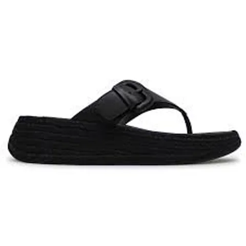 FIT FLOP F-MODE FLATFORM TOE POST SANDALS BLACK SIZE 7
