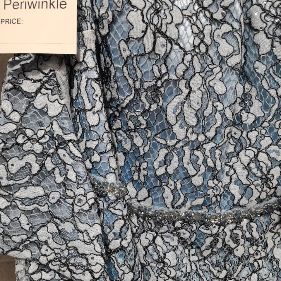 SOCIAL OCCASIONS PATTERENED LACE DETAIL DRESS IN PERIWINKLE - 16