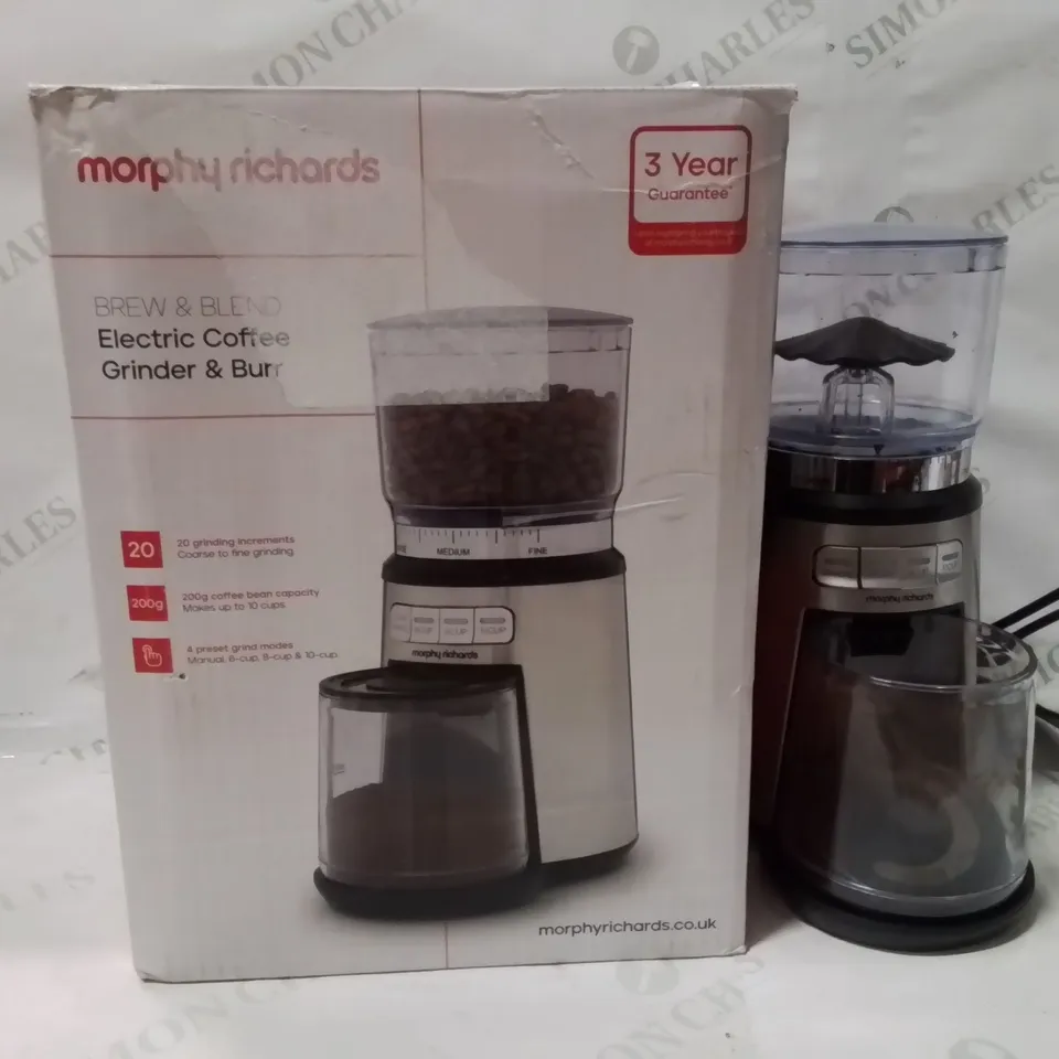 BOXED MORPHY RICHARDS ELECTRIC COFFEE GRINDER AND BURR 
