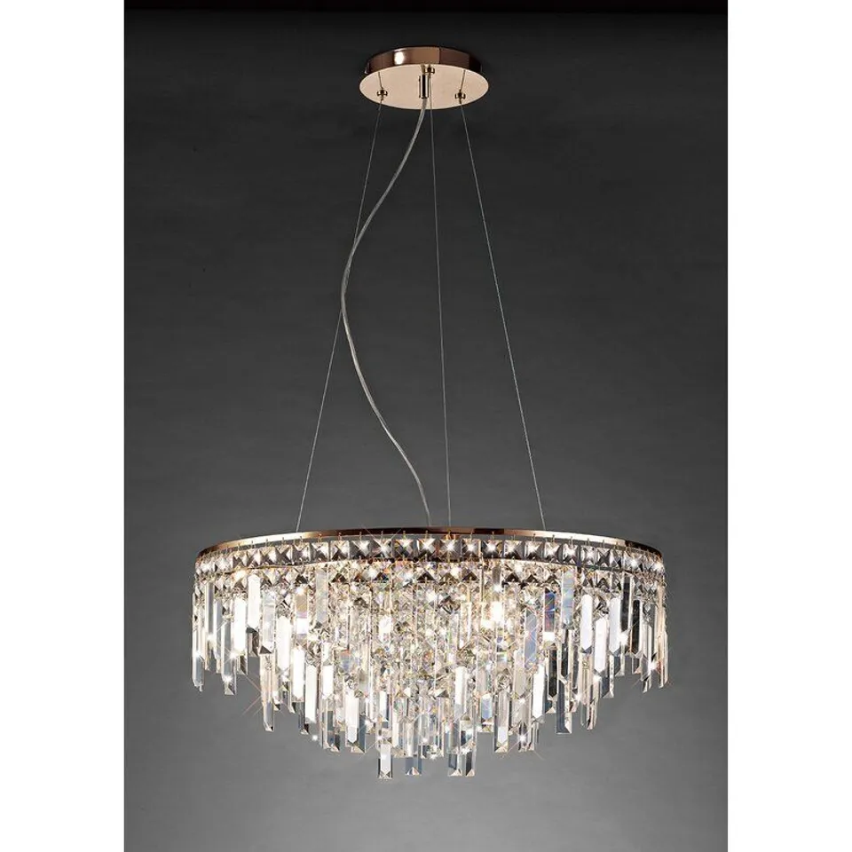 8 LIGHT ROSE GOLD CRYSTAL CHANDELIER 