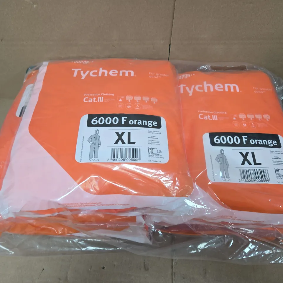 5 BAGGED TYCHEM 6000F ORANGE CHEMICAL PROTECTION SUITS - XL