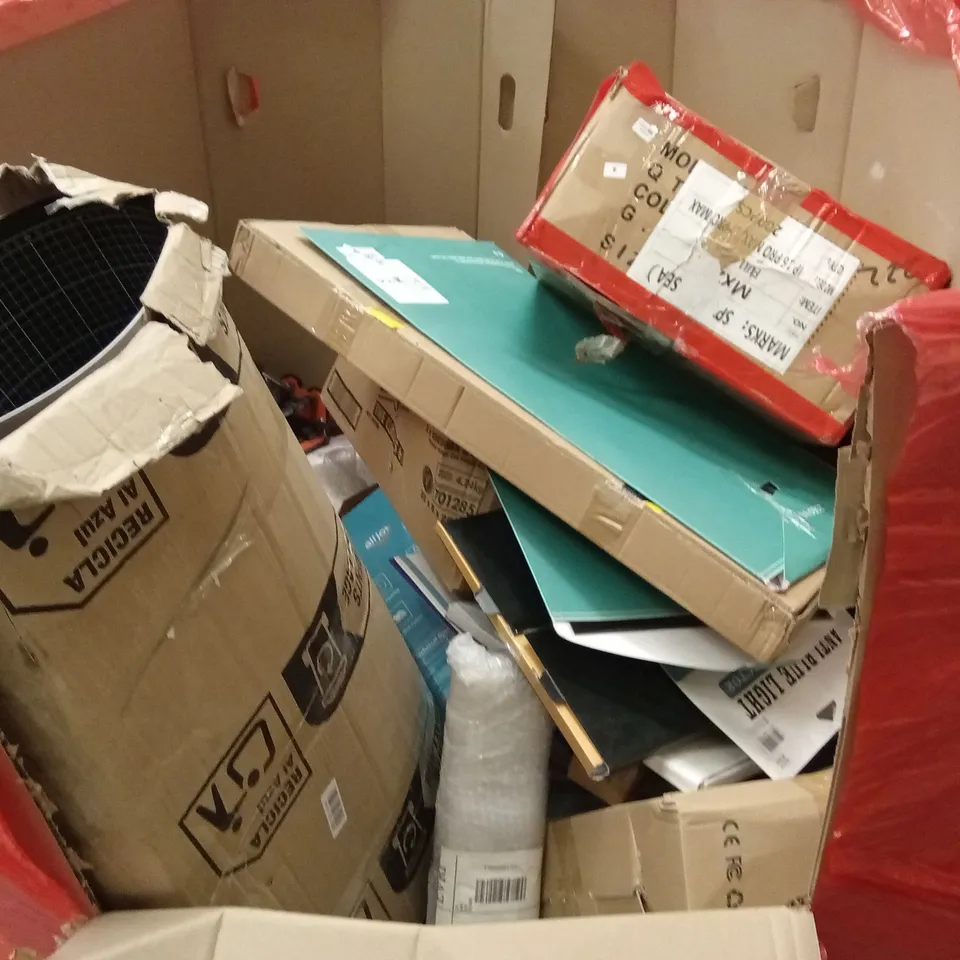 PALLET OF ASSORTED HOUSEHOLD GOODS AND PRODUCTS TO INCLUDE; TILE CUTTER, CUTTING MAT, BLUE LIGHT SCREEN PROTECTOR ETC