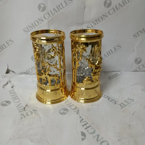 BOXED HOME REFLECTIONS PAIR OF PRELIT SWIRLING GLITTER SCENIC PILLARS
