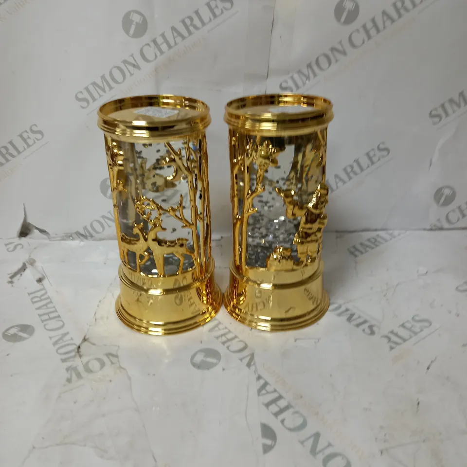 BOXED HOME REFLECTIONS PAIR OF PRELIT SWIRLING GLITTER SCENIC PILLARS