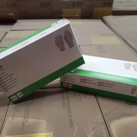 PALLET OF APPROXIMATELY 56 INTCO VINYL DISPOSABLE GLOVES 100PK BOXES - MEDIUM