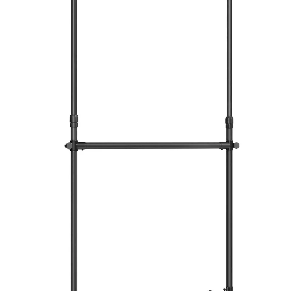 SONGMICS DOUBLE CLOTHES RAIL, CLOTHING RACK WITH EXTENDABLE TOP RAIL, 113-180 CM - BLACK