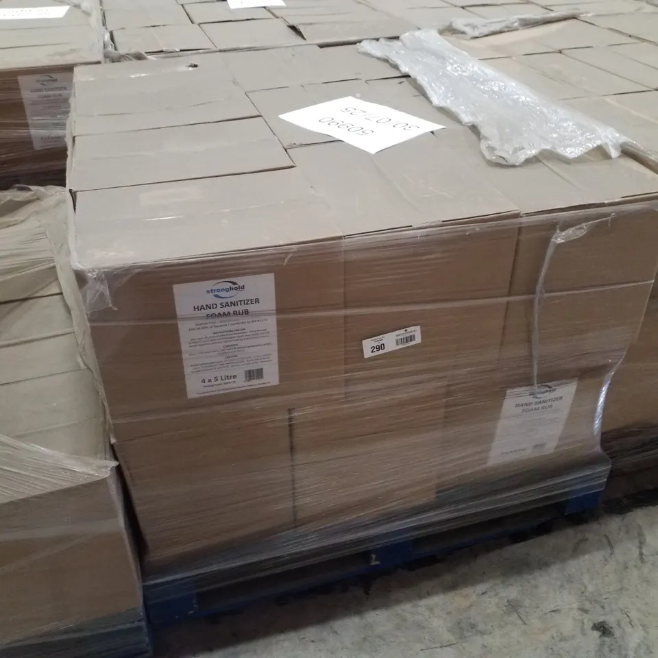 PALLET CONTAINING APPROXIMATELY 80 BOTTLES OF STRONGHOLD ALCOHOL HAND SANITISER 5LTR