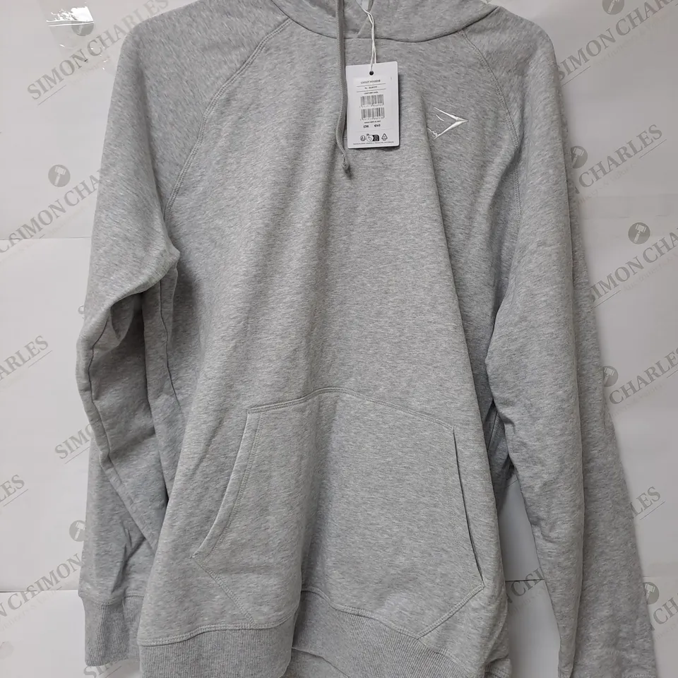 GYMSHARK CREST HOODIE IN GREY SLIM FIT - XL