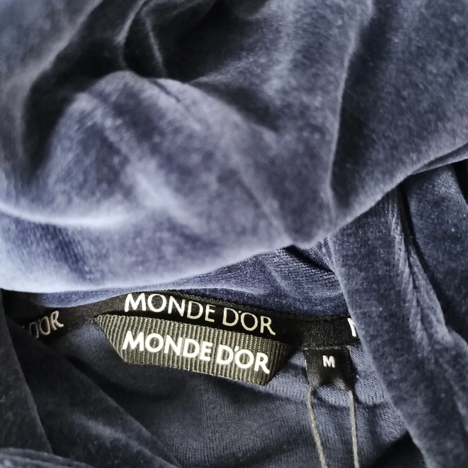 MONDE DOR NAVY VELVET HOODIE – SIZE M