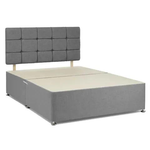 BAGGED BEDMASTER UNIVERSAL LINEN DIVAN BASE WITH HEADBOARD - 4'6 DOUBLE,  SLATE GREY (3 ITEMS)