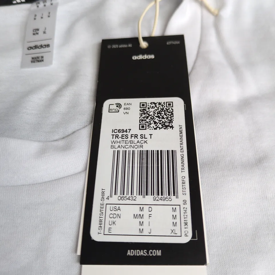 ADIDAS WHITE SLEEVELESS T‑SHIRT WITH LOGO – UK M (USA M), TAGS ATTACHED