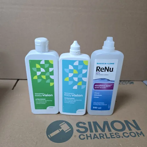 TOTE OF APPROXIMATELY 20 ASSORTED CONTACT LENS SOLUTIONS