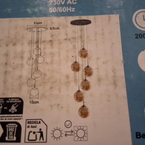 BOXED 6-LIGHT HANGING LIGHT PENDANT LIGHTS