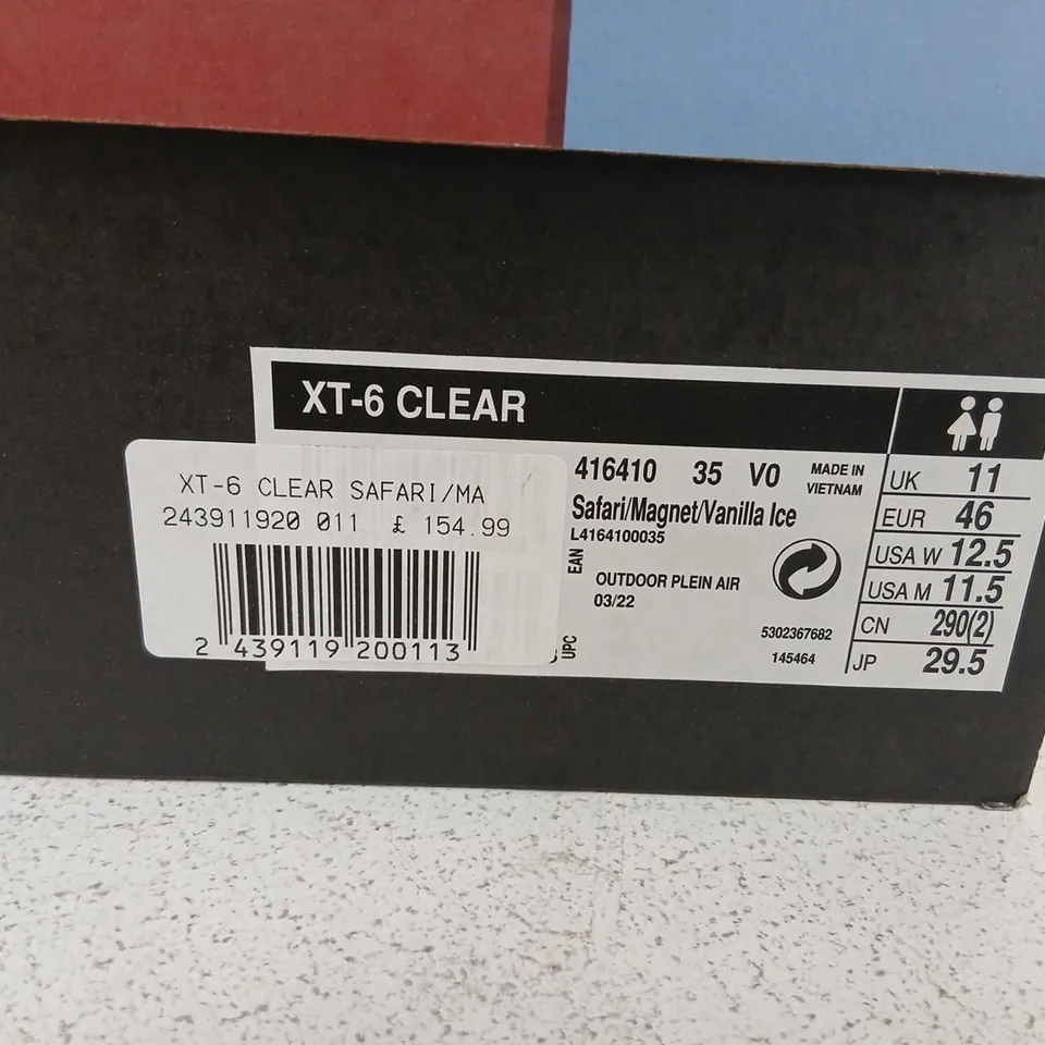 SALOMON XT-6 CLEAR SAFARI HIKING SHOES – UK 11, BOXED