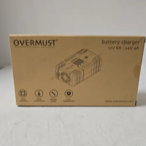 BOXED AND SEALED OVERMUST 12V-8A 24V 4A BATTERY CHARGER