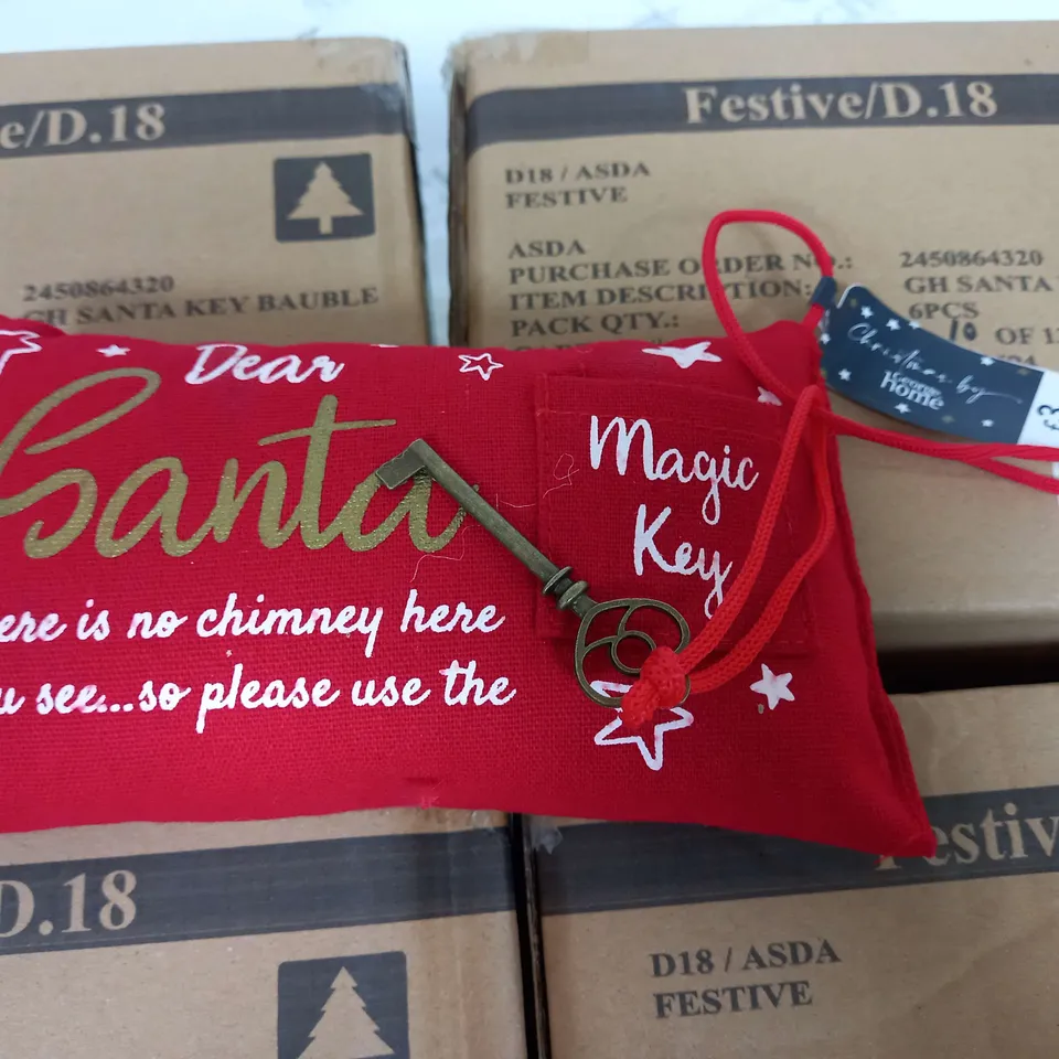 LOT OF 4 BRAND NEW 6-PACK BOXES OF SANTA KEY HANGING TREE DECORATIONS