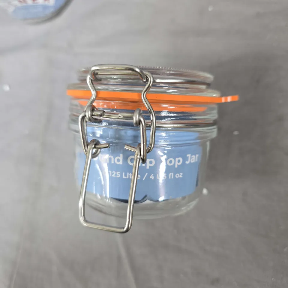SET OF 3 CLIP-TOP GLASS JARS WITH METAL CLAMPS, 125 ML (4 FL OZ)